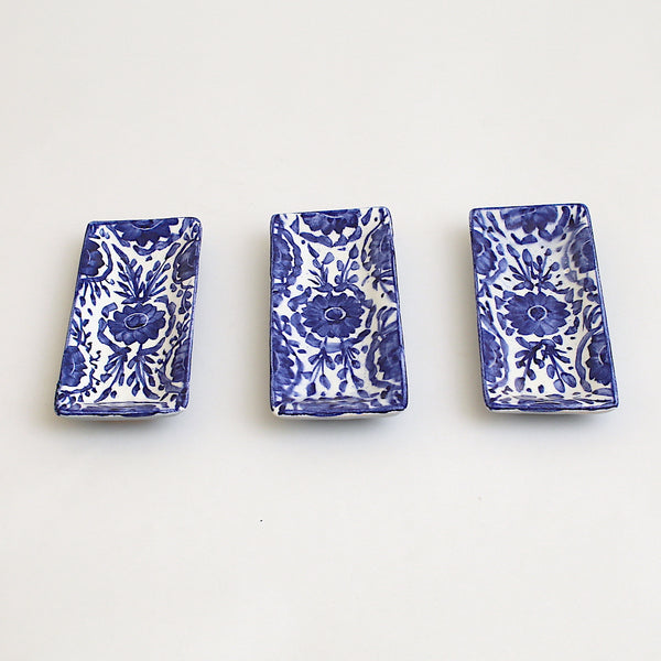 Blue Flower Small rectangle Set of 3