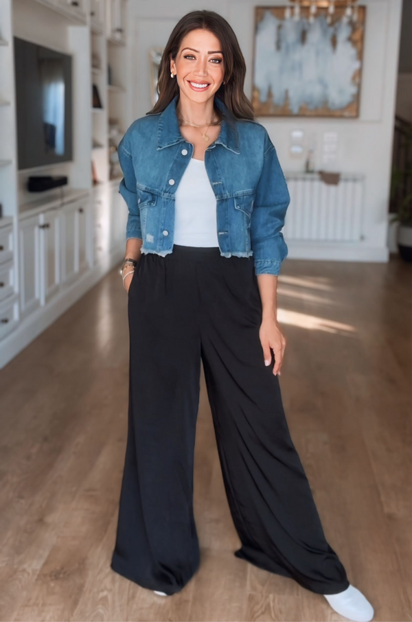 WIDE LEGGED SATIN PANTS