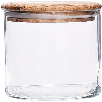 Essentials Glass Jar container with wooden lid