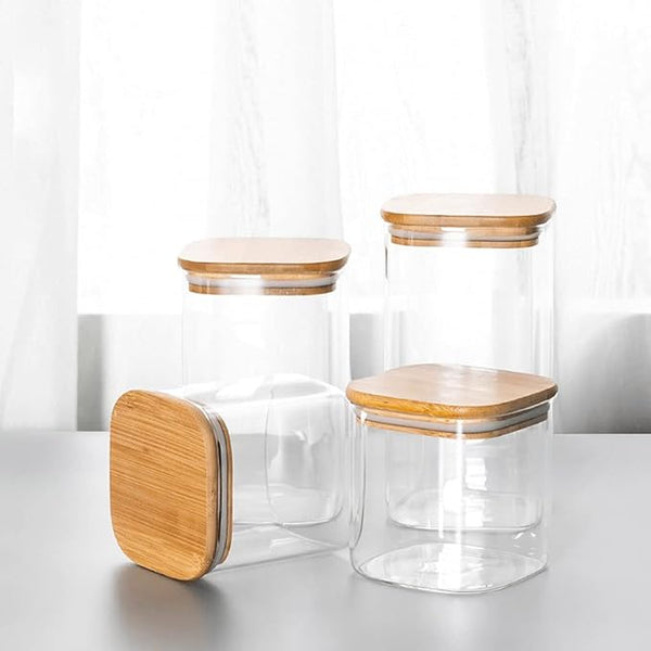 Square Glass Food Storage Jars Containers