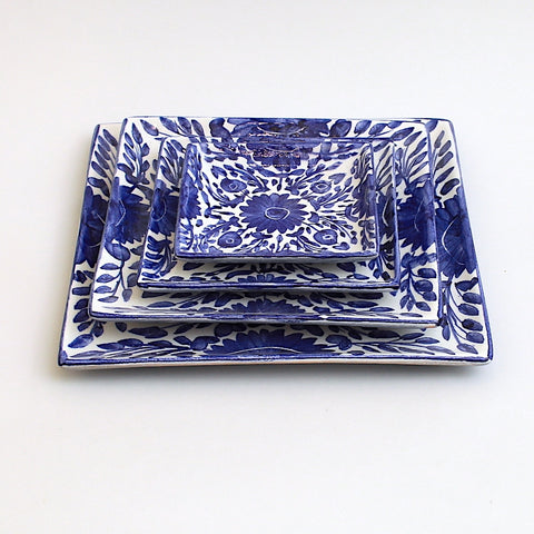 Blue Flower Square Plate