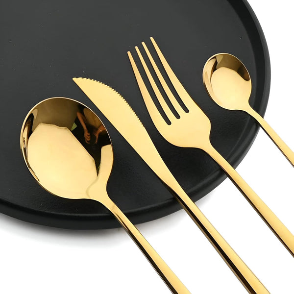 24-Piece Gold Silverware Cutlery Set