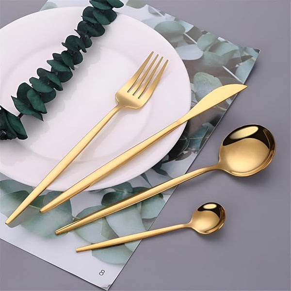 24-Piece Gold Silverware Cutlery Set
