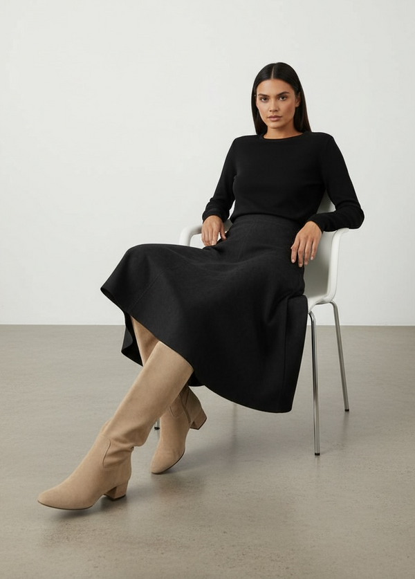 The Suede Midi Skirt