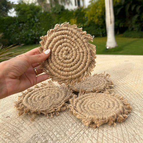 Jute Round Coaster Set 10cm 4 Pieces