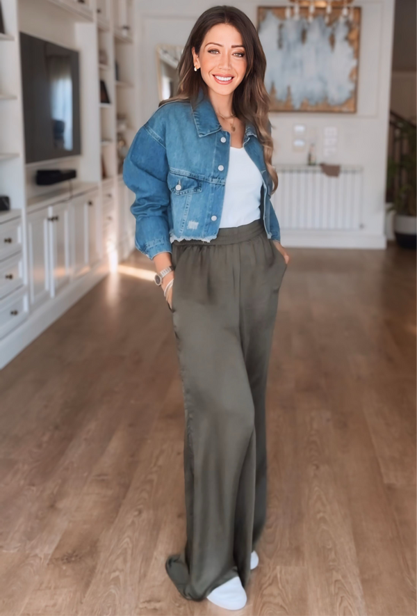WIDE LEGGED SATIN PANTS