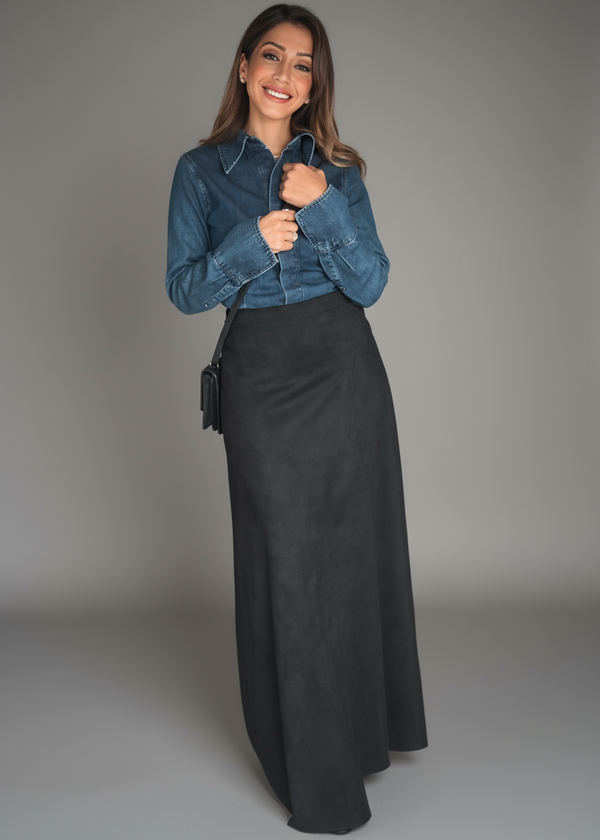 The Suede Maxi Skirt