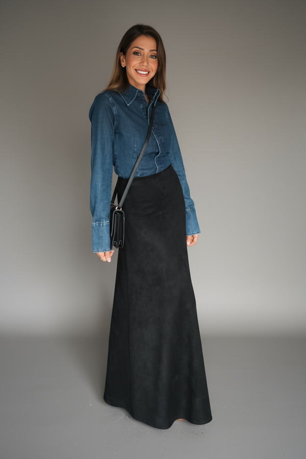 The Suede Maxi Skirt