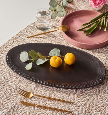 Pebble Oval Serving Plate Black