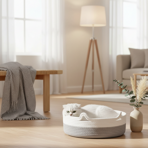 سرير منسوج للحيوانات الأليفة (رمادي)