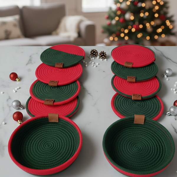 Handmade Set of 4 coasters & 1  Plate