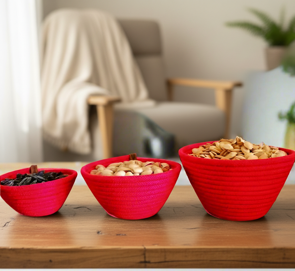 Set of three Handmade Woven organizer & Storage bowl.