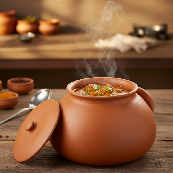 Natural Clay Cooking Handi with Lid – 4 kg