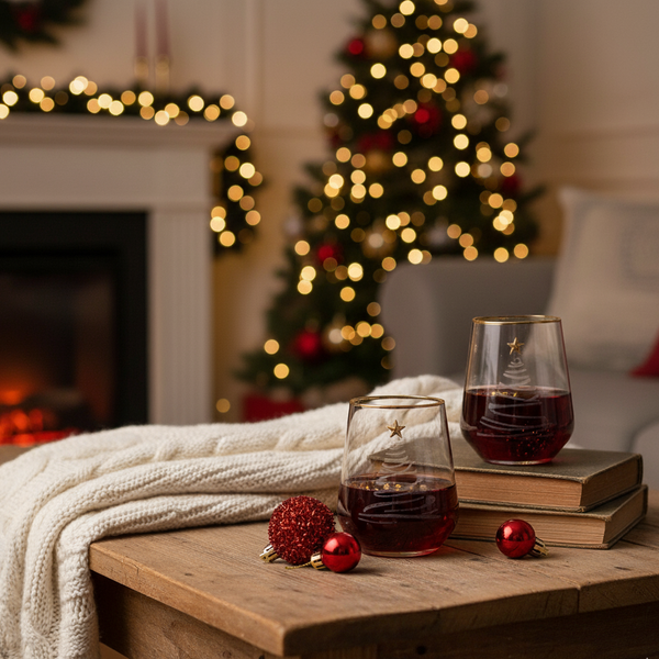 Allegra Old Fashioned Glasses Set - Frosted Christmas Tree & Gold Detail