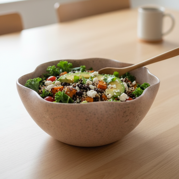 Brown Scalloped Serving Bowl