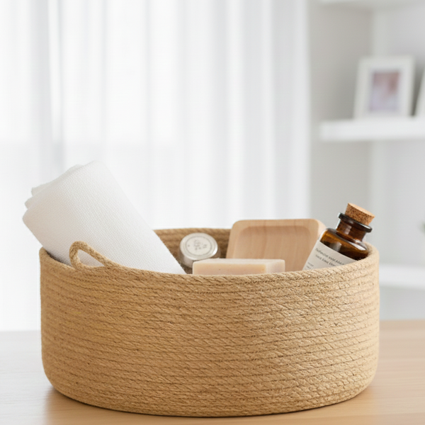 وعاء منظم منسوج من الجوت 