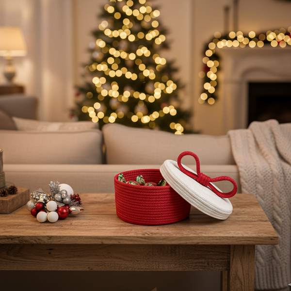 Handmade Woven Storage Basket With Lid