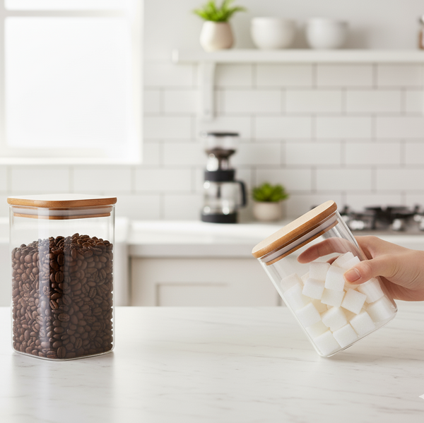 Square Glass Food Storage Jars Containers