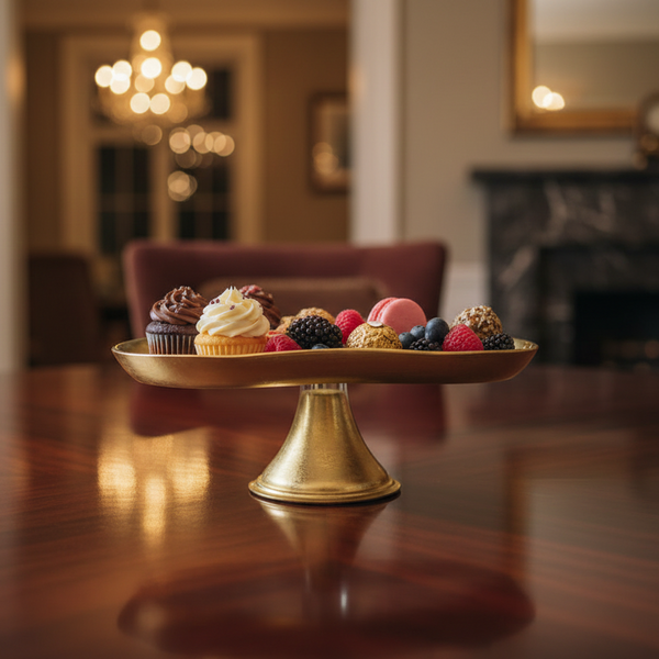 ArdaCam Sade Footed Serving Platter - Gold