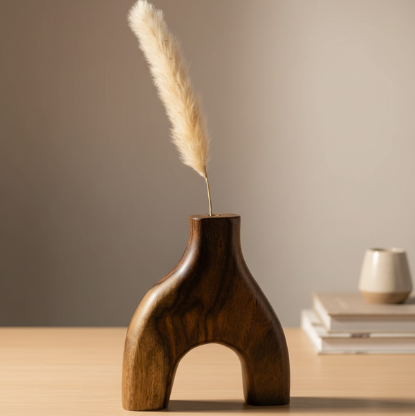 مزهرية خشبية فريدة من نوعها لديكور منزلي مريح