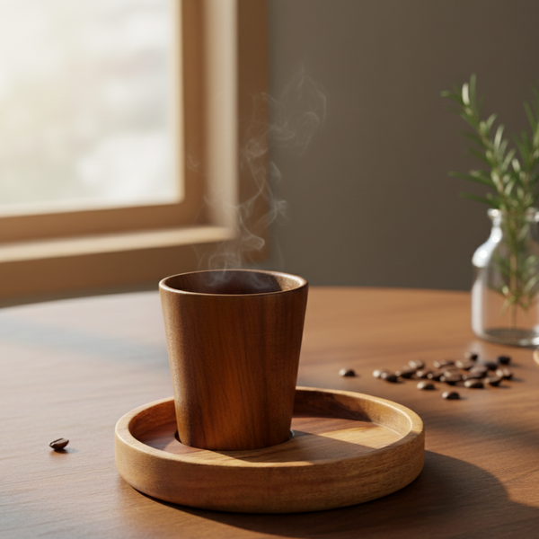 Ensemble de tasses à café en bois vintage