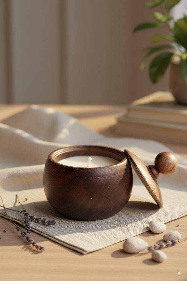 Wooden Scented Candle With Lid