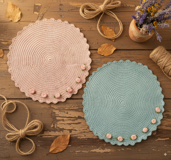 Shabby Crochet Placemat Vintage Blue