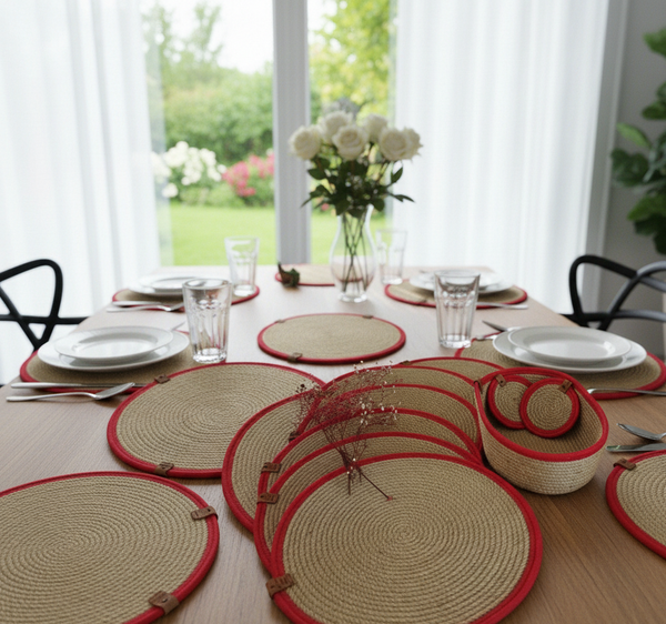 Woven Placemat With Red Line