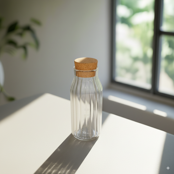 Ribbed Glass bottle Clear