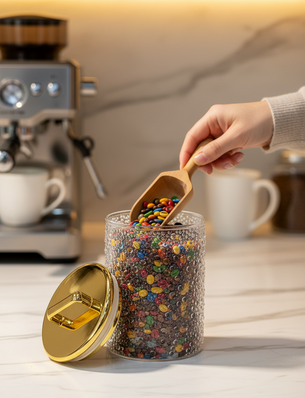 Pearl Storage Jar Set with Gold Lid