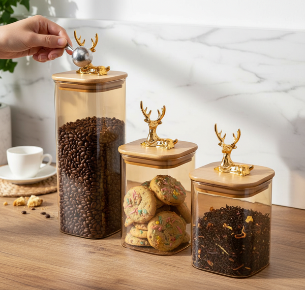 Storage Jars with Golden Deer Lid