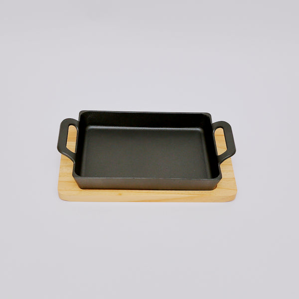 Cast Iron Pan With Wooden Base 25cm