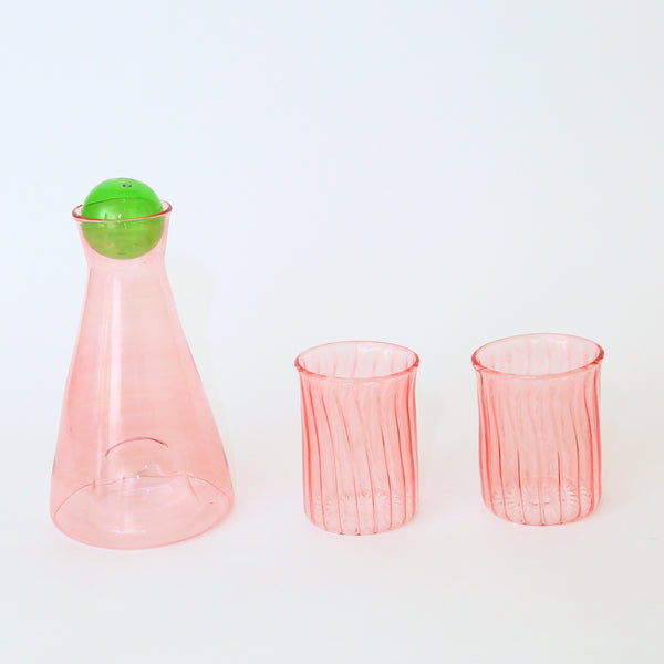 Handcrafted Glass Bottle with Matching Cup Set