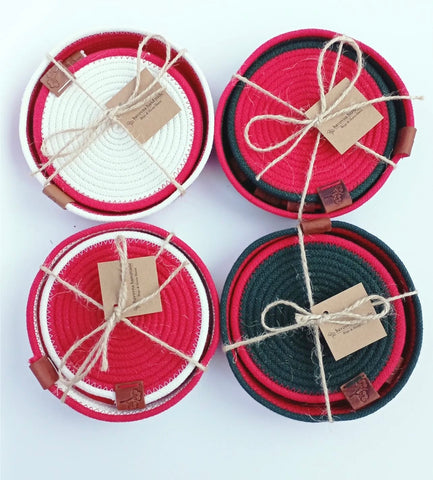 Handmade Set of 4 coasters & 1  Plate