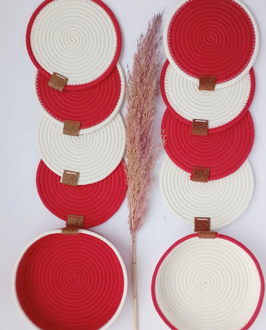 Handmade Set of 4 coasters & 1  Plate