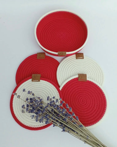 Handmade Set of 4 coasters & 1  Plate