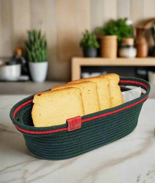 Handmade woven oval
 bread basket
