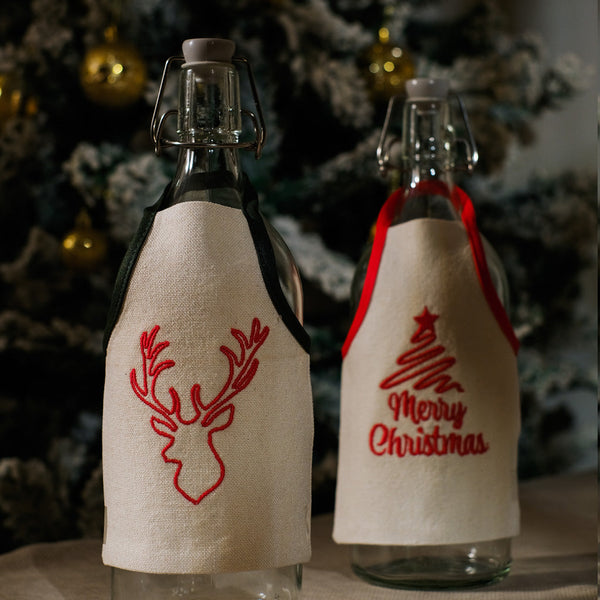 Merry Christmas Bottle Apron Set Of 2