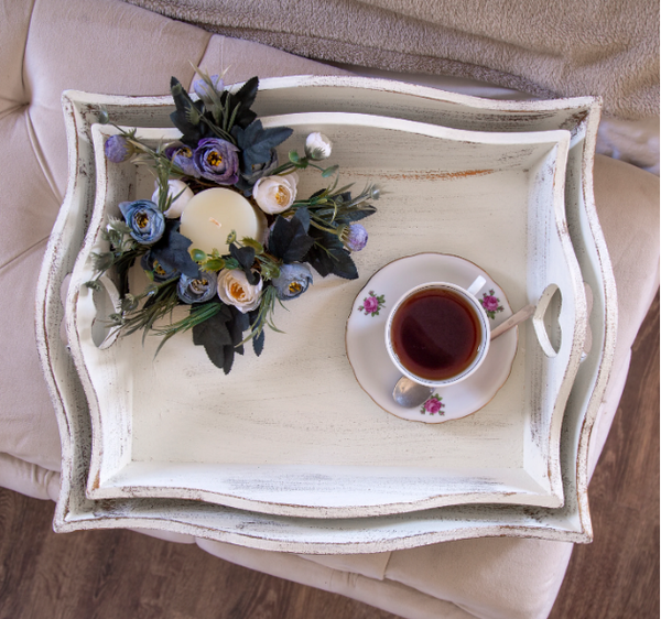 the country heart trays large Antique white