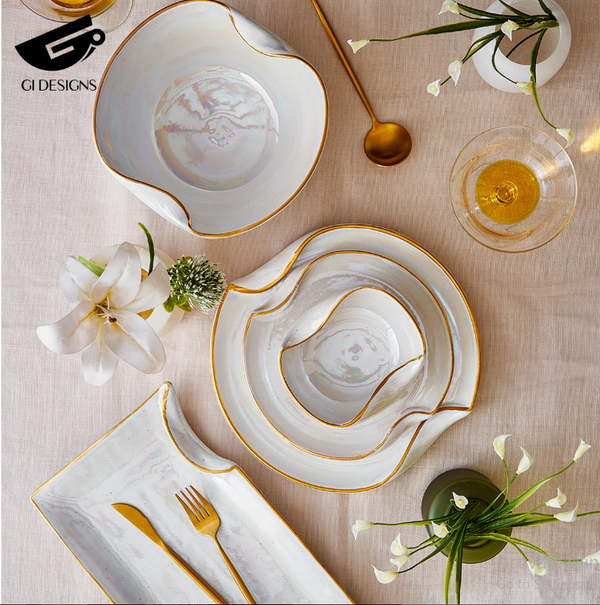 Wave Set White & Gold
