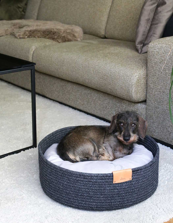 سرير حيواني من حبل منسوج أزرق