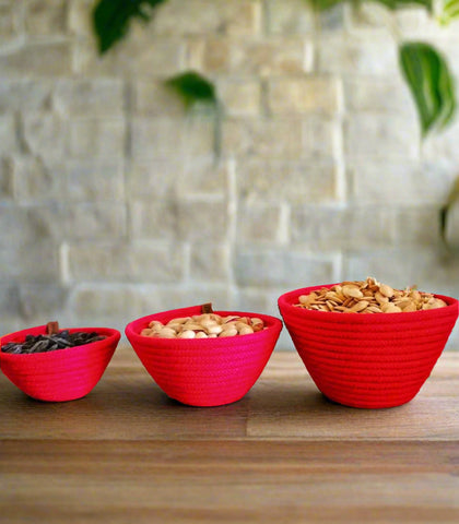 Set of three Handmade Woven organizer & Storage bowl.