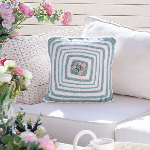 Shabby Crochet Cushion Cover - Vintage Blue