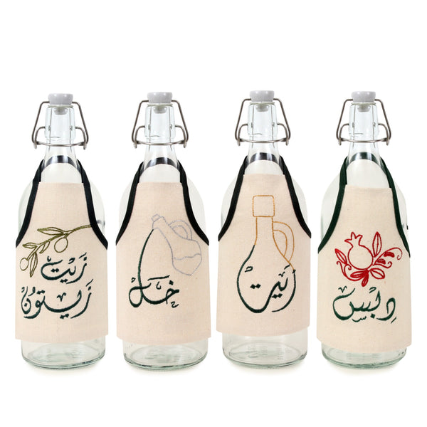 Set Of 4 Staples Bottle Aprons