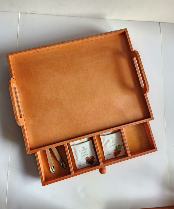 Sleek tray with drawer