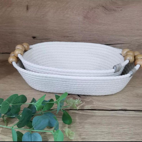 Set Of Two Oval Woven Bowls