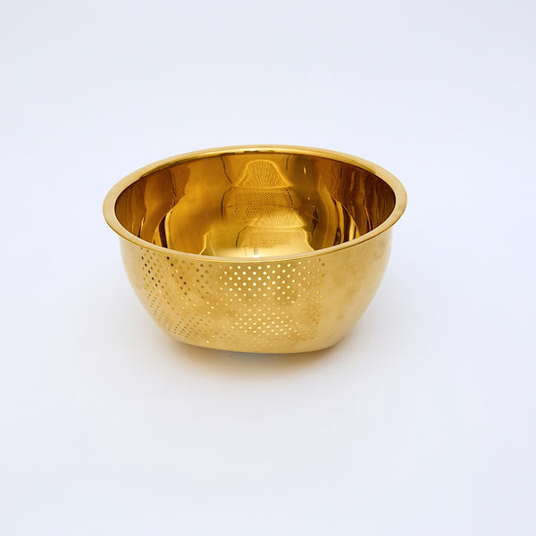 Stainless steel Strainer Rice Washing Bowl with Reinforced Oblique Base