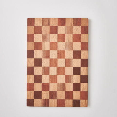 Wooden Cutting Board With Checkerboard Pattern