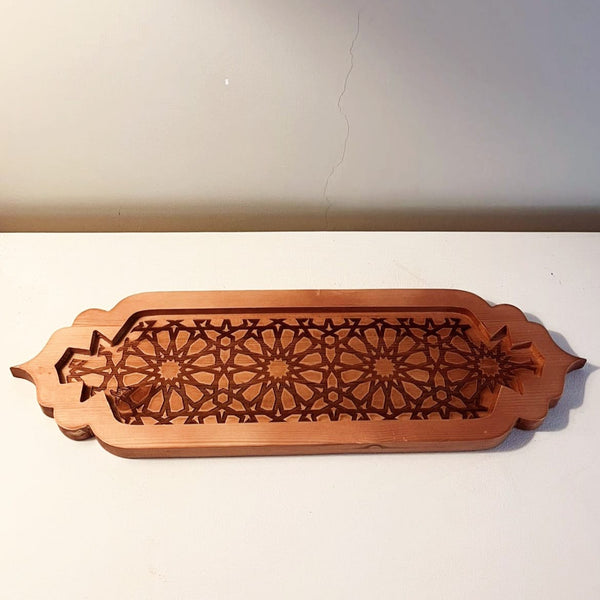 Islamic Pattern Tray Natural Wood