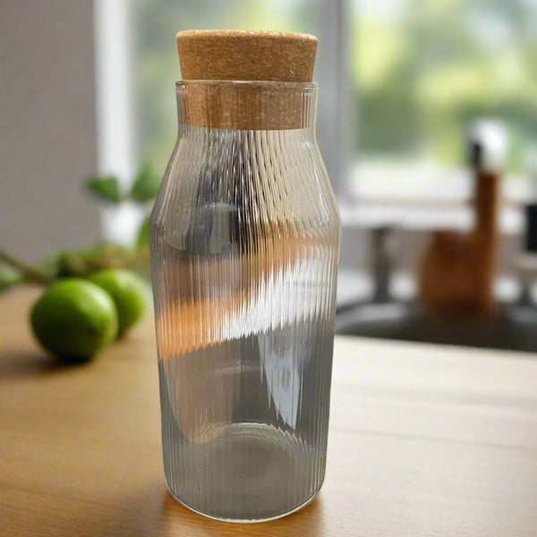 Ribbed Glass bottle Clear